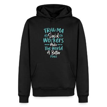 Trauma Travailleur social Profession Emploi Santé mentale - Sweat à capuche Premium bio Homme - noir - Devant - Nico (187cm)