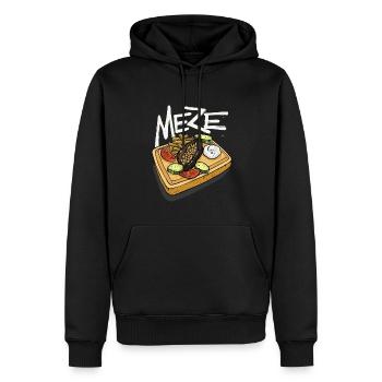 Meze Mezze Plats Balkan Meze Food Lover - Sweat à capuche Premium bio Homme - noir - Devant - Nico (187cm)