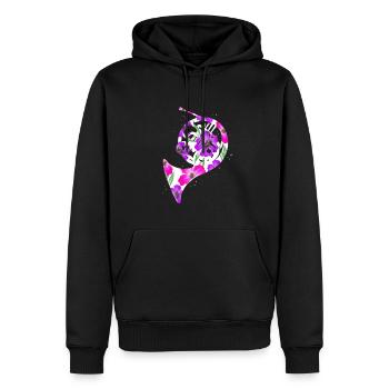 Drôle d’instrument de musique Français Cor - Sweat à capuche Premium bio Homme - noir - Devant - Nico (187cm)