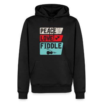 Peace Love Fiddle Musical Instrument - Männer Premium Bio Hoodie - Schwarz - Vorne - Nico (187cm)