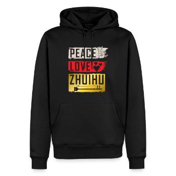 Peace Love Zhuihu Musical Instrument - Männer Premium Bio Hoodie - Schwarz - Vorne - Nico (187cm)
