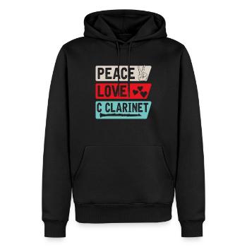 Peace Love C Clarinet Musical Instrument - Männer Premium Bio Hoodie - Schwarz - Vorne - Nico (187cm)
