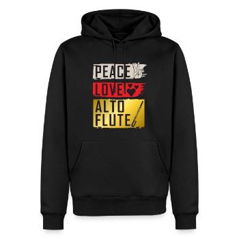 Peace Love Alto Flute Musical Instrument - Männer Premium Bio Hoodie - Schwarz - Vorne - Nico (187cm)