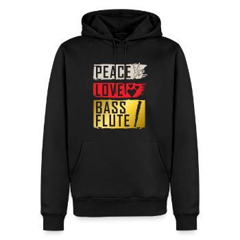 Peace Love Bass Flute Musical Instrument - Männer Premium Bio Hoodie - Schwarz - Vorne - Nico (187cm)