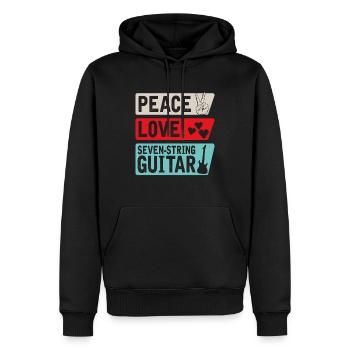 Peace Love Seven-String Guitar Music - Männer Premium Bio Hoodie - Schwarz - Vorne - Nico (187cm)