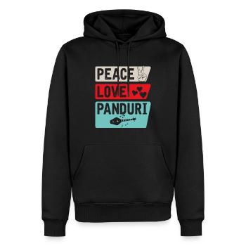 Peace Love Panduri Musical Instrument - Männer Premium Bio Hoodie - Schwarz - Vorne - Nico (187cm)