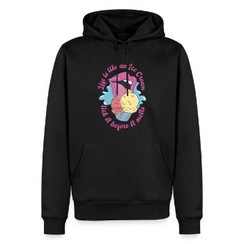 Eiscreme mit Lippen und Zunge - Männer Premium Bio Hoodie - Schwarz - Vorne - Nico (187cm)