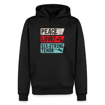 Peace Love Six-String Tenor Instrument - Männer Premium Bio Hoodie - Schwarz - Vorne - Nico (187cm)