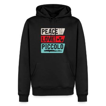 Peace Love Piccolo Instrument de musique - Sweat à capuche Premium bio Homme - noir - Devant - Nico (187cm)
