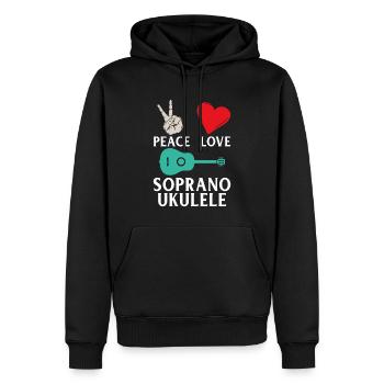 Peace Love Soprano Ukulélé Instrument - Sweat à capuche Premium bio Homme - noir - Devant - Nico (187cm)