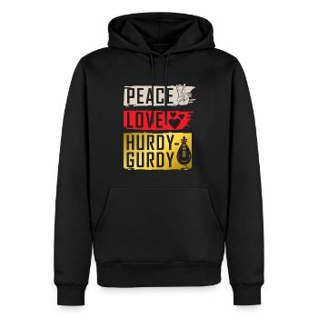 Peace Love Hurdy-Gurdy Instrument de musique - Sweat à capuche Premium bio Homme - noir - Devant - Nico (187cm)