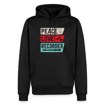Peace Love Recorder Musical Instrument - Männer Premium Bio Hoodie - Schwarz - Vorne - Nico (187cm)