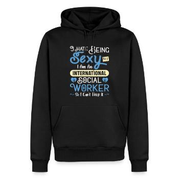 Profession de travailleur social international - Sweat à capuche Premium bio Homme - noir - Devant - Nico (187cm)