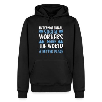 International Social Workers Make The World A - Men’s Premium Organic Hoodie - black - Front - Nico (187cm)