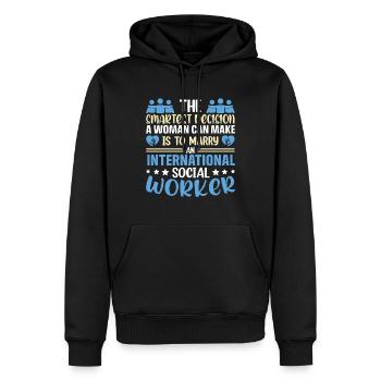 Profession de travailleur social international - Sweat à capuche Premium bio Homme - noir - Devant - Nico (187cm)