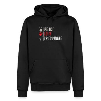 Peace Love Saxophone Marching Band - Sweat à capuche Premium bio Homme - noir - Devant - Nico (187cm)