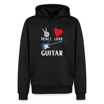 Peace Love Guitare Guitariste Guitar Lover - Sweat à capuche Premium bio Homme - noir - Devant - Nico (187cm)