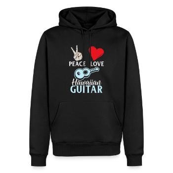 Peace Love Hawaiian Guitar Ukulele - Männer Premium Bio Hoodie - Schwarz - Vorne - Nico (187cm)