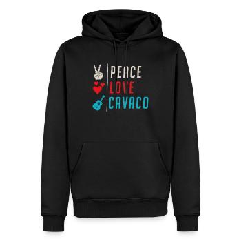 Peace Love Cavaco Guitar Instrument - Männer Premium Bio Hoodie - Schwarz - Vorne - Nico (187cm)