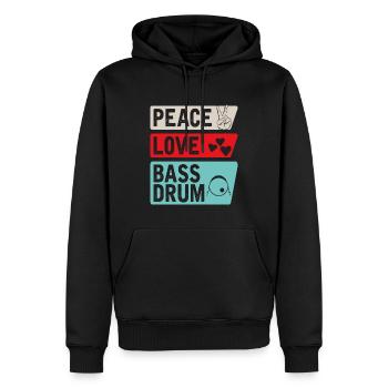 Peace Love Bass Drum Instrument Music - Männer Premium Bio Hoodie - Schwarz - Vorne - Nico (187cm)