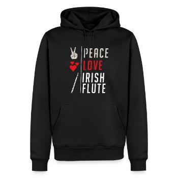Peace Love Irish Flute Leprechaun Flute - Männer Premium Bio Hoodie - Schwarz - Vorne - Nico (187cm)