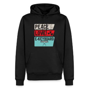 Peace Love E-Keyboard Piano Instrument - Männer Premium Bio Hoodie - Schwarz - Vorne - Nico (187cm)