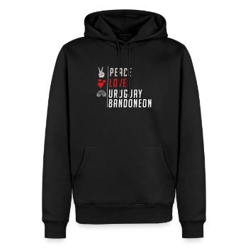Peace Love Uruguay Bandonéon Joueurs - Sweat à capuche Premium bio Homme - noir - Devant - Nico (187cm)