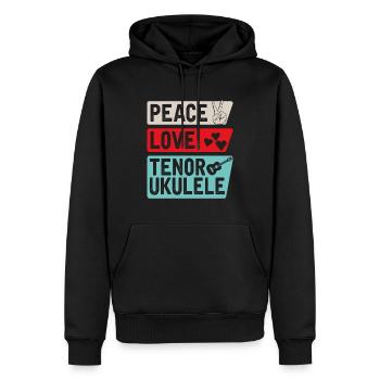 Peace Love Tenor Ukulele Ukulele Player - Männer Premium Bio Hoodie - Schwarz - Vorne - Nico (187cm)