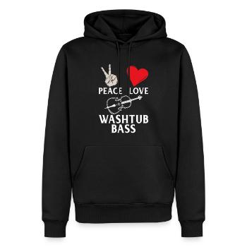 Peace Love Washtub Bass Music Instrument - Männer Premium Bio Hoodie - Schwarz - Vorne - Nico (187cm)