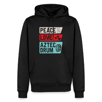 Peace Love Aztec Drum Musical Instrument - Männer Premium Bio Hoodie - Schwarz - Vorne - Nico (187cm)
