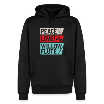 Peace Love Willon Flute Instrument - Männer Premium Bio Hoodie - Schwarz - Vorne - Nico (187cm)