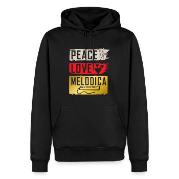 Peace Love Melodica Instrument de musique - Sweat à capuche Premium bio Homme - noir - Devant - Nico (187cm)
