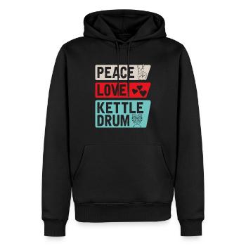 Peace Love Kettle Tambour Instrument de musique - Sweat à capuche Premium bio Homme - noir - Devant - Nico (187cm)