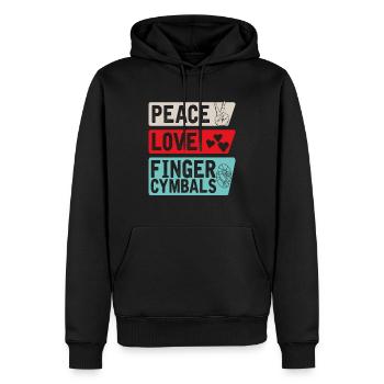Paix Amour Doigts Cymbales Danse du Ventre - Sweat à capuche Premium bio Homme - noir - Devant - Nico (187cm)