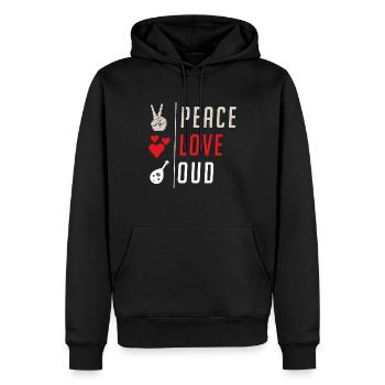 Peace Love Oud Musical Instrument - Männer Premium Bio Hoodie - Schwarz - Vorne - Nico (187cm)