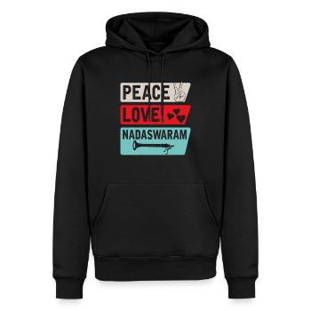 Peace Love Nadaswaram Music Instrument - Männer Premium Bio Hoodie - Schwarz - Vorne - Nico (187cm)