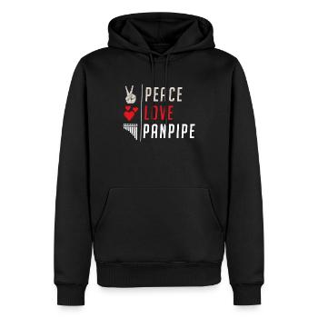 Peace Love Panpipe Flute Instrument - Männer Premium Bio Hoodie - Schwarz - Vorne - Nico (187cm)