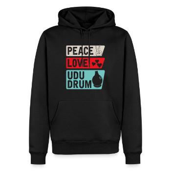 Peace Love Udu Drum Musical Instrument - Männer Premium Bio Hoodie - Schwarz - Vorne - Nico (187cm)