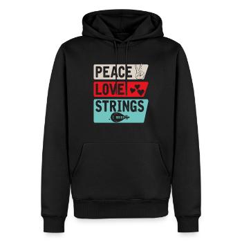 Peace Love Strings Acoustic Guitar Music - Männer Premium Bio Hoodie - Schwarz - Vorne - Nico (187cm)