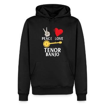 Peace Love Tenor Banjo Music Instrument - Männer Premium Bio Hoodie - Schwarz - Vorne - Nico (187cm)