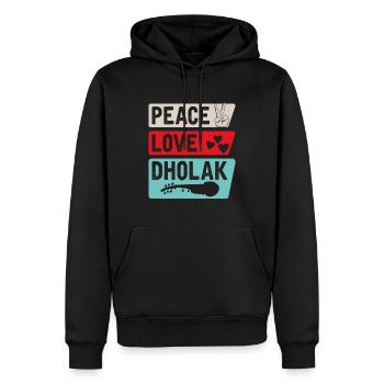 Peace Love Dholak Instrument de musique de tambour - Sweat à capuche Premium bio Homme - noir - Devant - Nico (187cm)