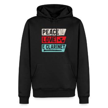 Peace Love E Clarinet Musical Instrument - Männer Premium Bio Hoodie - Schwarz - Vorne - Nico (187cm)