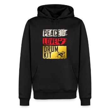 Peace Love Drum Kit Instrument Drummers - Männer Premium Bio Hoodie - Schwarz - Vorne - Nico (187cm)