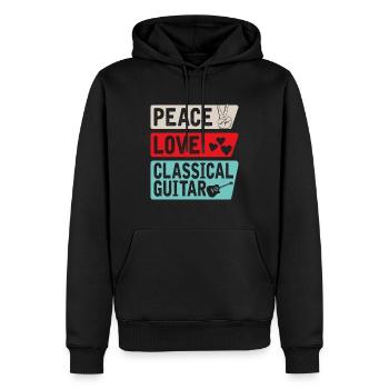 Peace Love Instrument de guitare classique - Sweat à capuche Premium bio Homme - noir - Devant - Nico (187cm)