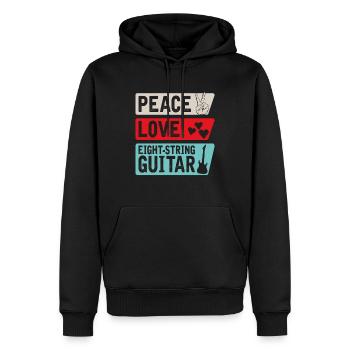 Peace Love Eight-String Guitar Music - Männer Premium Bio Hoodie - Schwarz - Vorne - Nico (187cm)