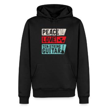 Peace Love Ten-String Guitar Instrument - Männer Premium Bio Hoodie - Schwarz - Vorne - Nico (187cm)