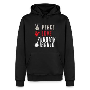Peace Love Indian Banjo Instrument Music - Männer Premium Bio Hoodie - Schwarz - Vorne - Nico (187cm)