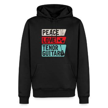 Peace Love Tenor Guitar Music Instrument - Männer Premium Bio Hoodie - Schwarz - Vorne - Nico (187cm)