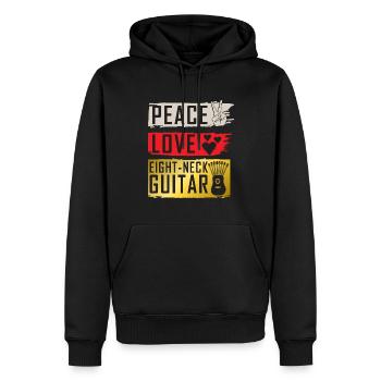 Peace Love Eight-Neck Guitar Instrument - Männer Premium Bio Hoodie - Schwarz - Vorne - Nico (187cm)