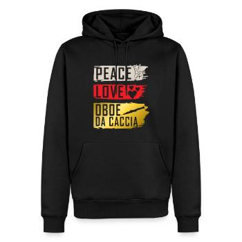 Peace Love Hautbois Da Caccia Instrument - Sweat à capuche Premium bio Homme - noir - Devant - Nico (187cm)